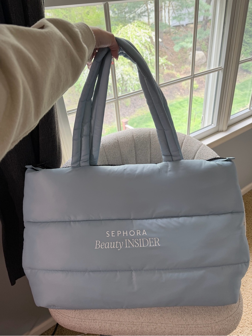 Sephora Light Blue Quilted Beauty Insider Tote